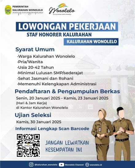Lowongan Staff Honorer Kalurahan Wonolelo